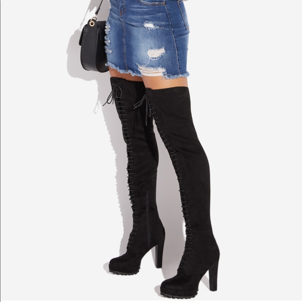 Remi thigh high laced up boots